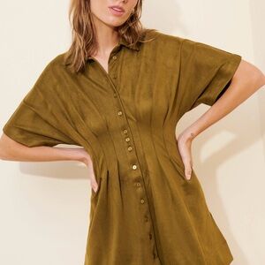 The Tobie Vegan-Suede
Mini Shirt Dress